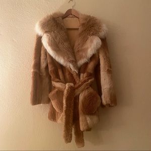 Gorgeous 100% Rabbit FUR COAT with Lining, Belt & Pockets